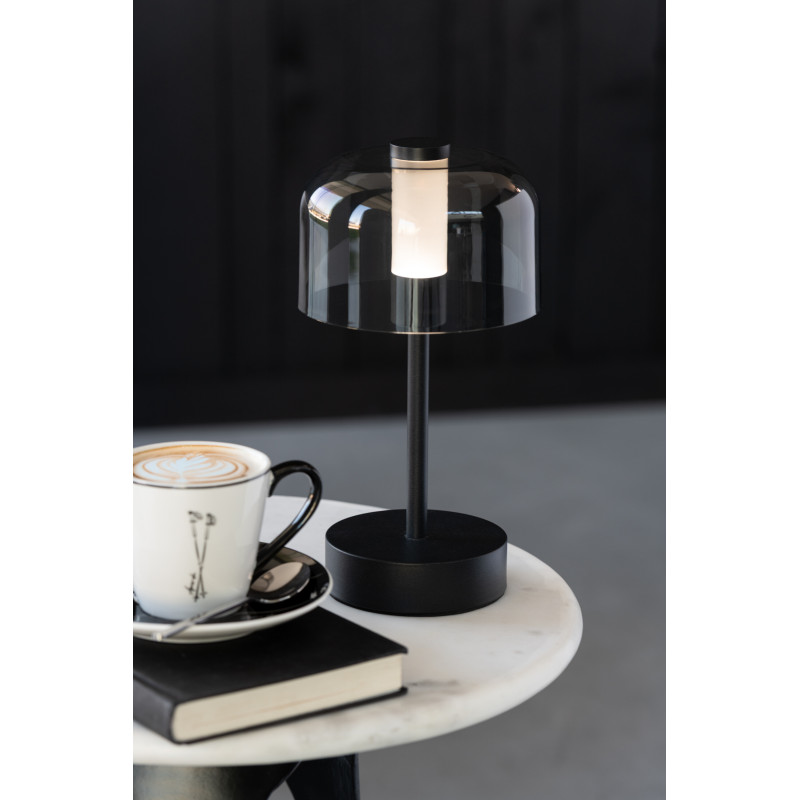 Lampe à poser moderne Tactile sans fil Hauteur 24 cm en Métal Noir Transparent Woa - 2