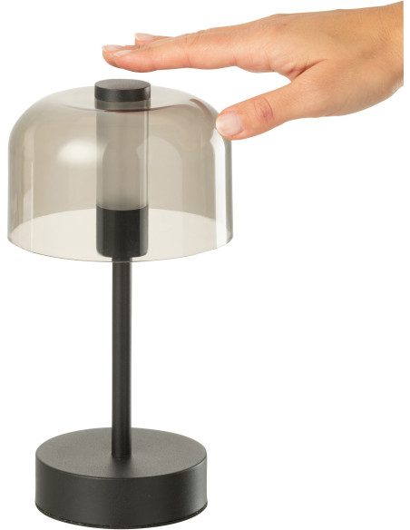 Lampe à poser moderne Tactile sans fil Hauteur 24 cm en Métal Noir Transparent Woa - 7