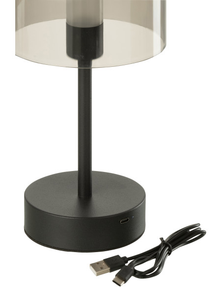 Lampe à poser moderne Tactile sans fil Hauteur 24 cm en Métal Noir Transparent Woa - 8