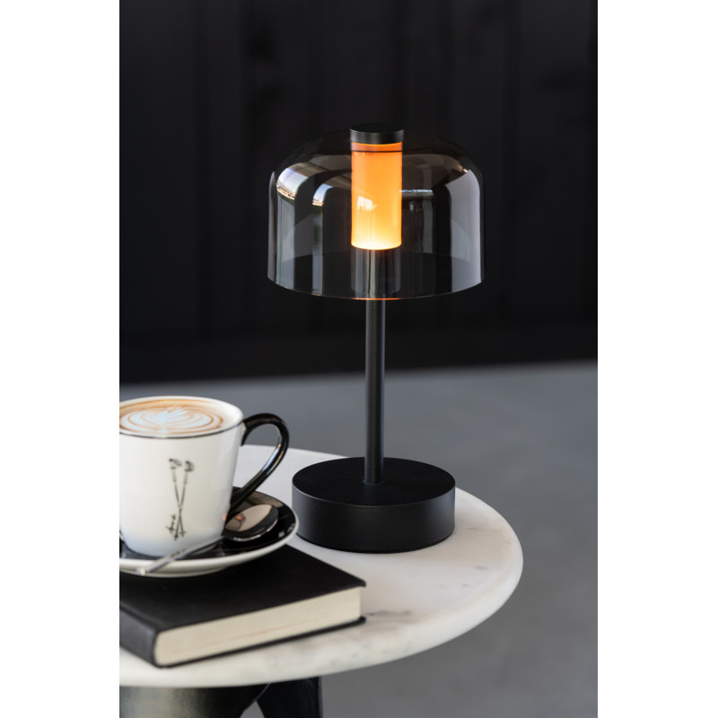 Lampe à poser moderne Tactile sans fil Hauteur 24 cm en Métal Noir Transparent Woa - 9