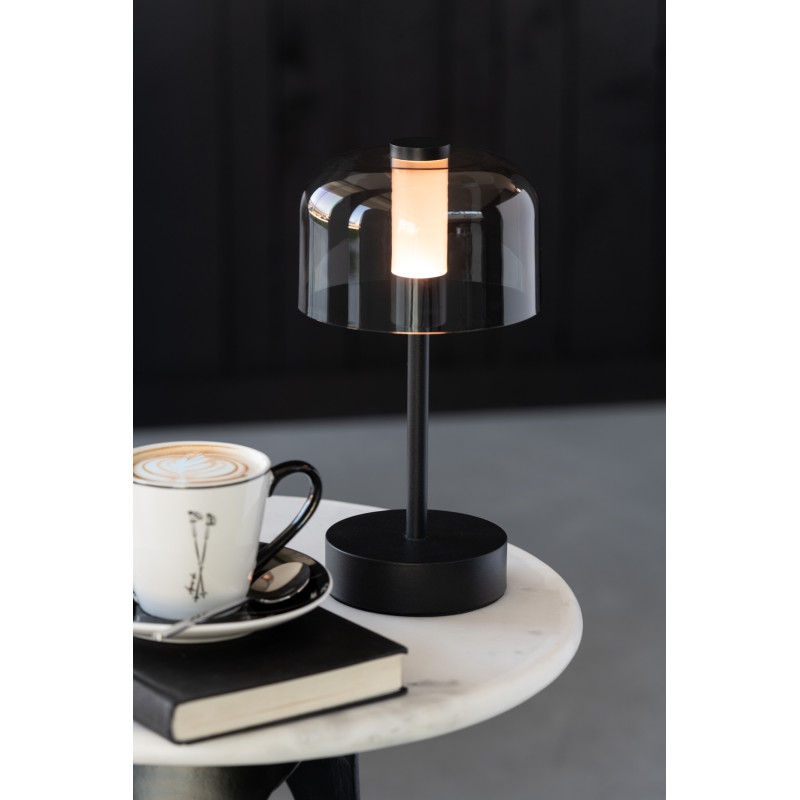 Lampe à poser moderne Tactile sans fil Hauteur 24 cm en Métal Noir Transparent Woa - 10