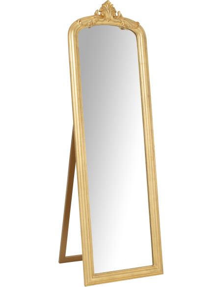 Grand Miroir sur pied modern chic Rectangulaire 56x180 en Bois Doré Emi - 1