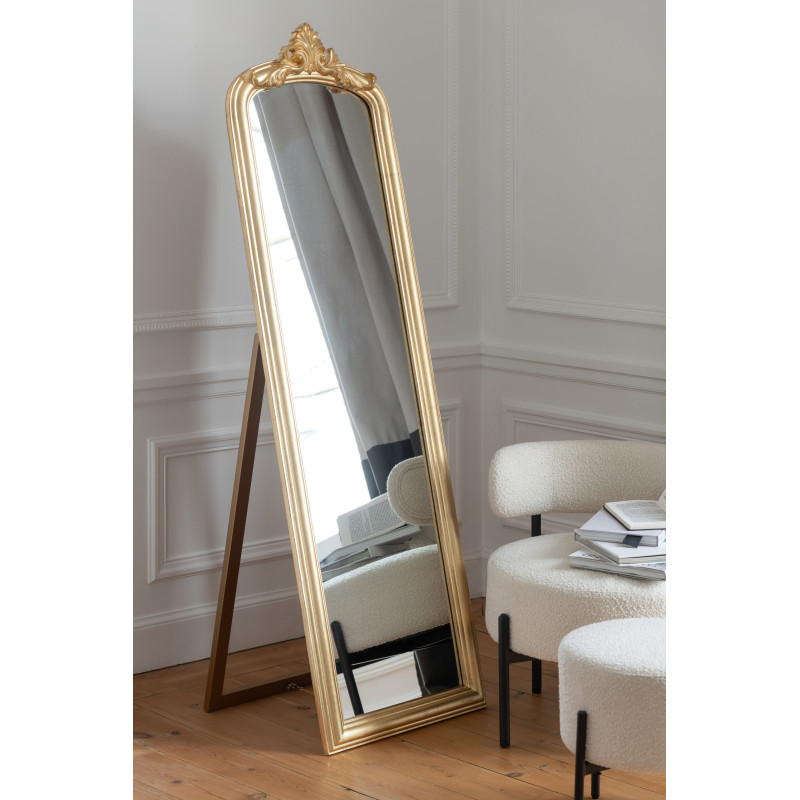 Grand Miroir sur pied modern chic Rectangulaire 56x180 en Bois Doré Emi - 2