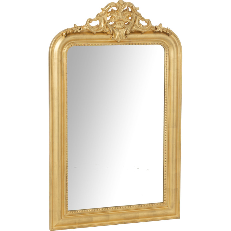 Grand Miroir mural moderne chic Rectangulaire 87x144 en Bois Doré Ema - 1