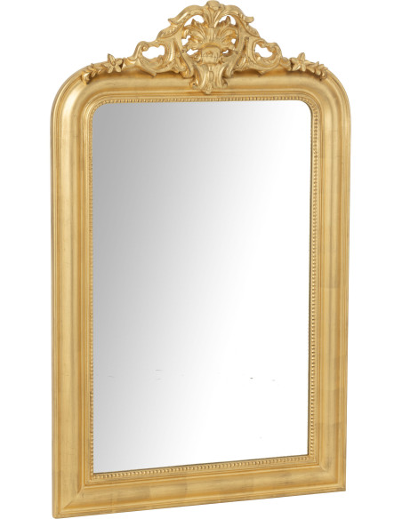 Grand Miroir mural moderne chic Rectangulaire 87x144 en Bois Doré Ema - 1