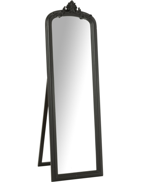 Grand Miroir sur pied modern chic Rectangulaire 56x180 en Bois Noir Emi - 1
