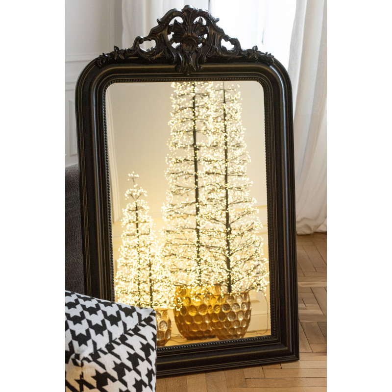 Grand Miroir mural moderne chic Rectangulaire 87x144 en Bois Noir Ema - 2