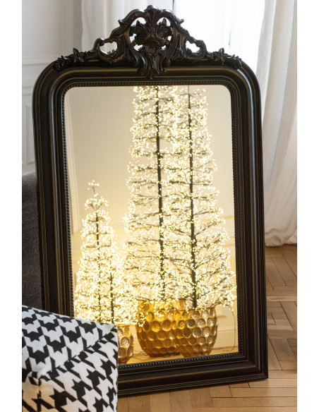 Grand Miroir mural moderne chic Rectangulaire 87x144 en Bois Noir Ema - 2