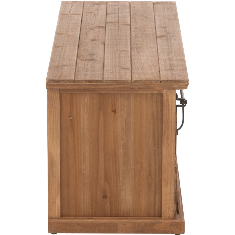 Meuble télé industriel chic 1 porte 2 tiroirs en Bois MDF Naturel Verre Transparent Métal Noir Sinastra - 3