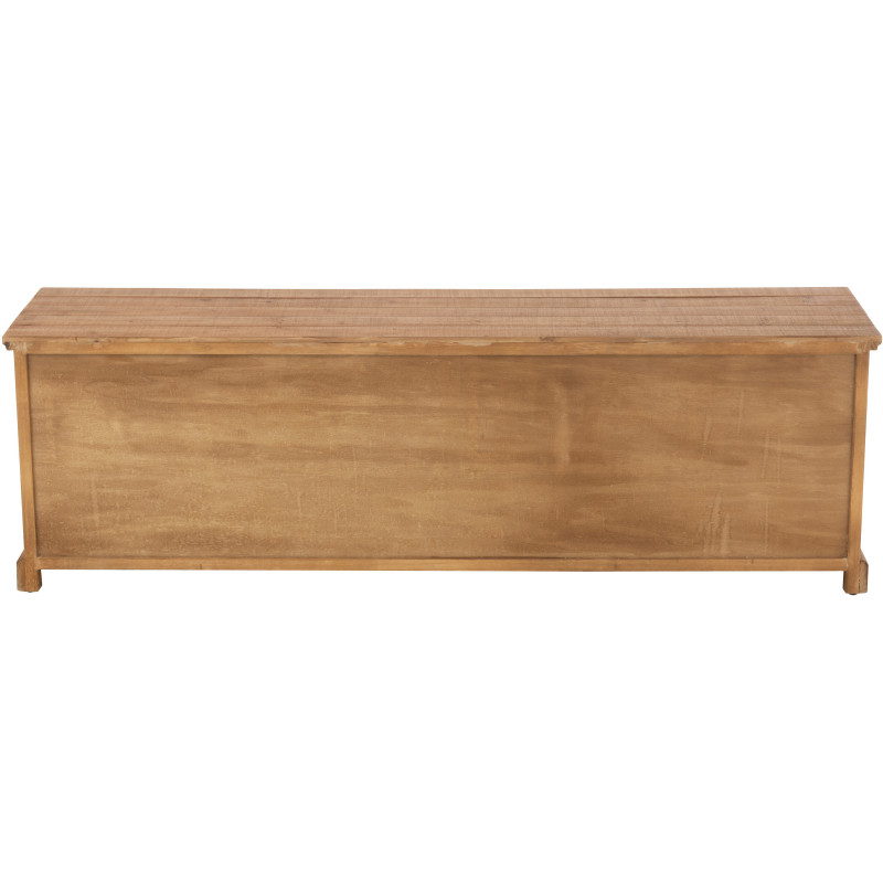 Grand Meuble télé industriel chic 2 portes 4 tiroirs en Bois MDF Naturel Verre Transparent Métal Noir Sinastra - 4