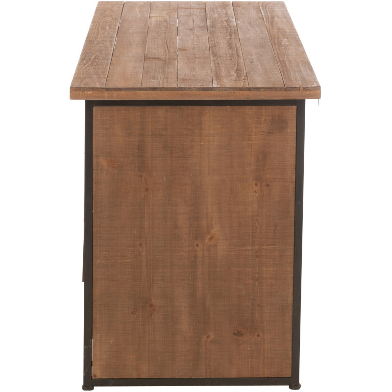 Bureau industriel chic 4 tiroirs en Bois MDF Naturel Verre Transparent Métal Noir Sinastra - 3