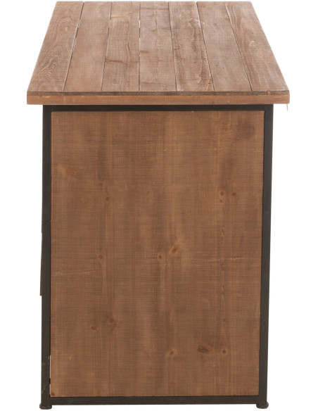 Bureau industriel chic 4 tiroirs en Bois MDF Naturel Verre Transparent Métal Noir Sinastra - 3