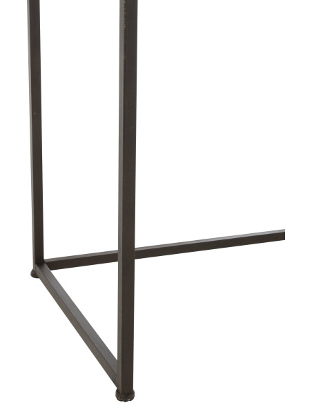 Bureau industriel chic 4 tiroirs en Bois MDF Naturel Verre Transparent Métal Noir Sinastra - 6