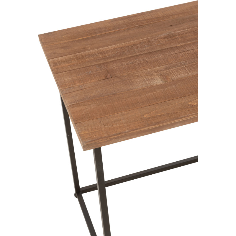 Bureau industriel chic 4 tiroirs en Bois MDF Naturel Verre Transparent Métal Noir Sinastra - 9