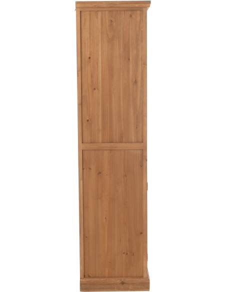 Grand Buffet industriel chic Haut 1 porte 1 tiroir 2 étagères 15 range-bouteilles en Bois MDF Naturel Verre Transparent Métal No