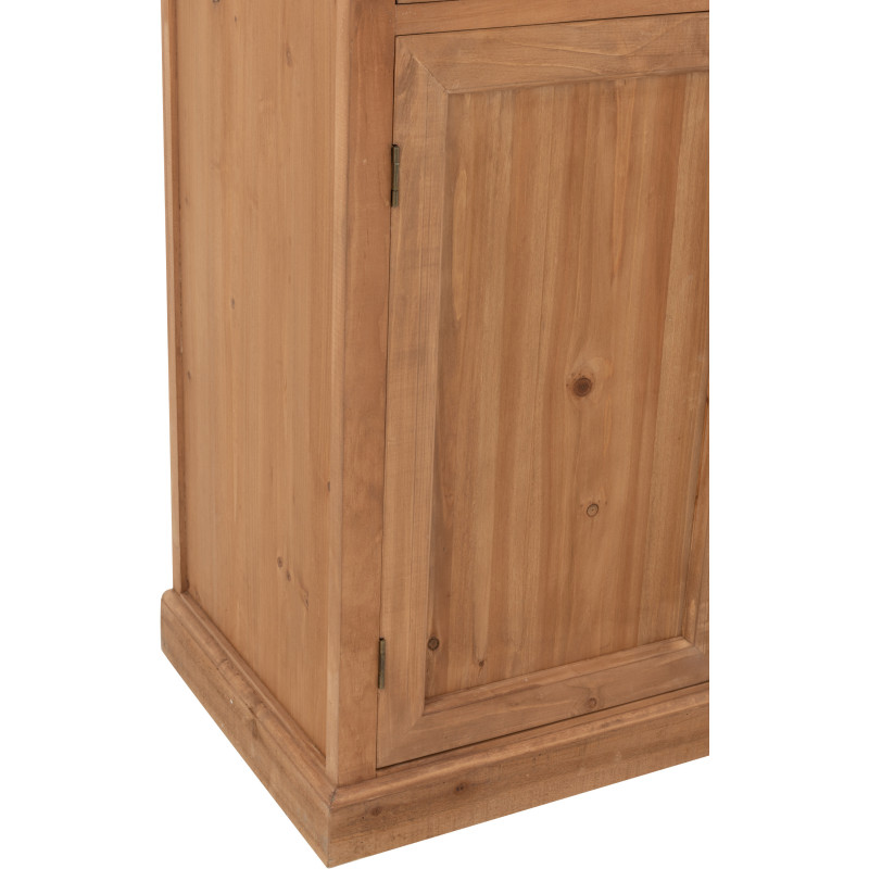 Grand Buffet industriel chic Haut 1 porte 1 tiroir 2 étagères 15 range-bouteilles en Bois MDF Naturel Verre Transparent Métal No