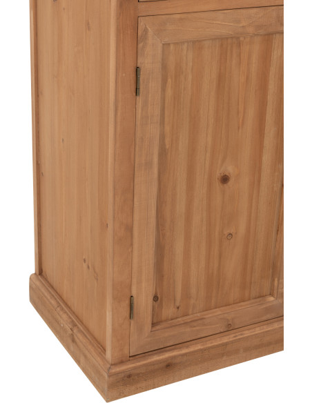 Grand Buffet industriel chic Haut 1 porte 1 tiroir 2 étagères 15 range-bouteilles en Bois MDF Naturel Verre Transparent Métal No