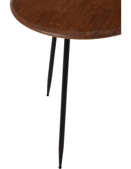 Table d'appoint moderne Ronde en Bois d'hévéa Naturel Métal Noir Neo (Lot de 2) - 3