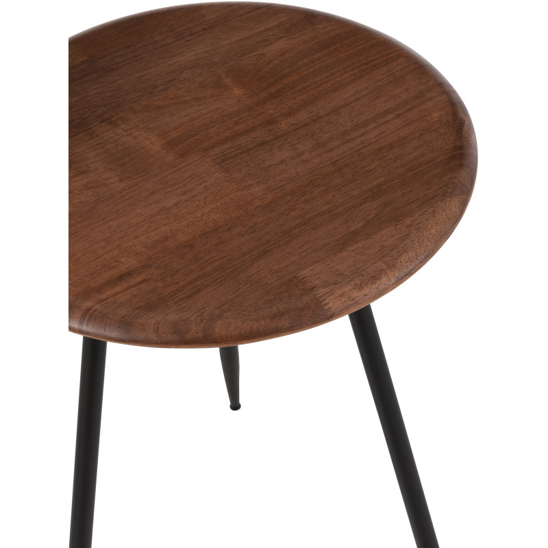 Table d'appoint moderne Ronde en Bois d'hévéa Naturel Métal Noir Neo (Lot de 2) - 4