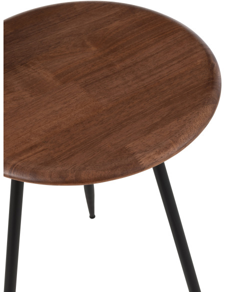 Table d'appoint moderne Ronde en Bois d'hévéa Naturel Métal Noir Neo (Lot de 2) - 4