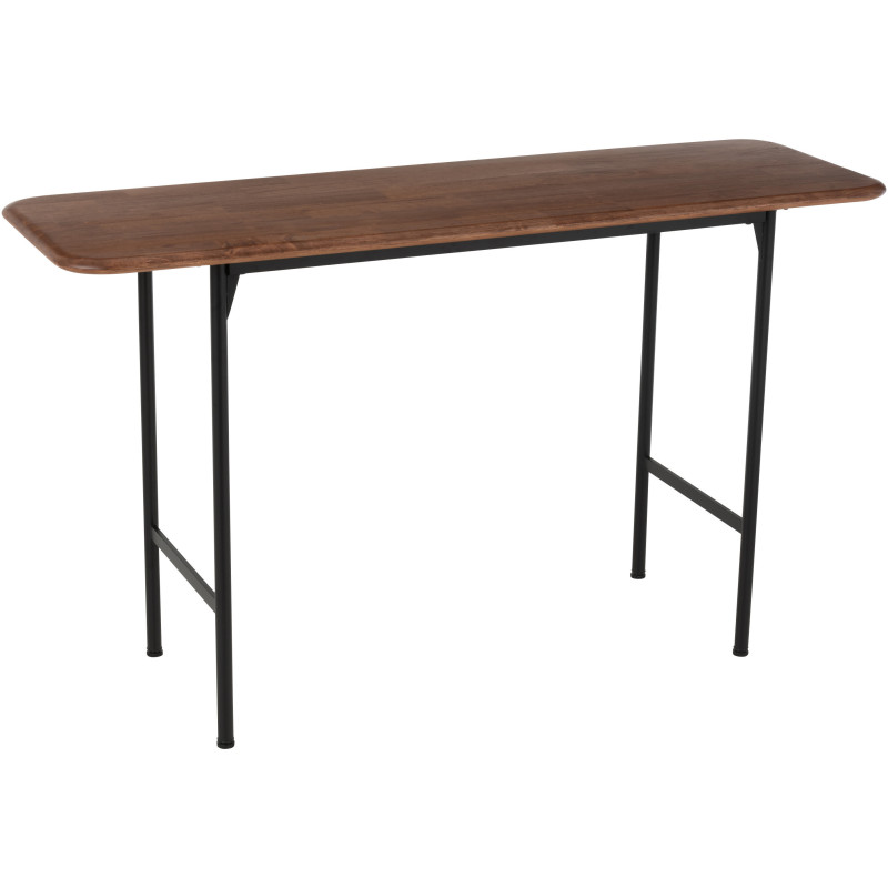 Console moderne Rectangulaire en Bois d'hévéa Naturel Métal Noir Neo - 1