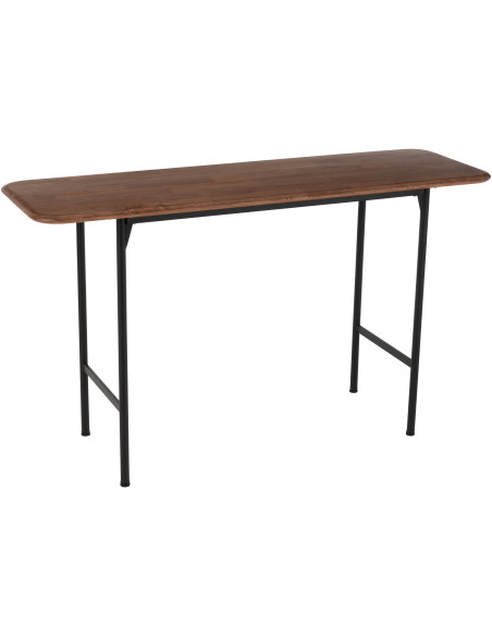Console moderne Rectangulaire en Bois d'hévéa Naturel Métal Noir Neo - 1