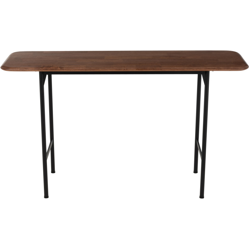 Console moderne Rectangulaire en Bois d'hévéa Naturel Métal Noir Neo - 2