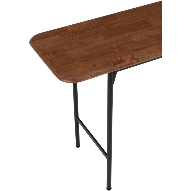 Console moderne Rectangulaire en Bois d'hévéa Naturel Métal Noir Neo - 5