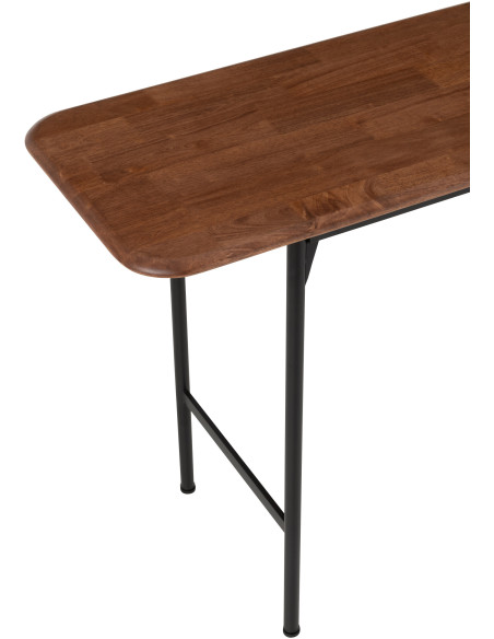 Console moderne Rectangulaire en Bois d'hévéa Naturel Métal Noir Neo - 5