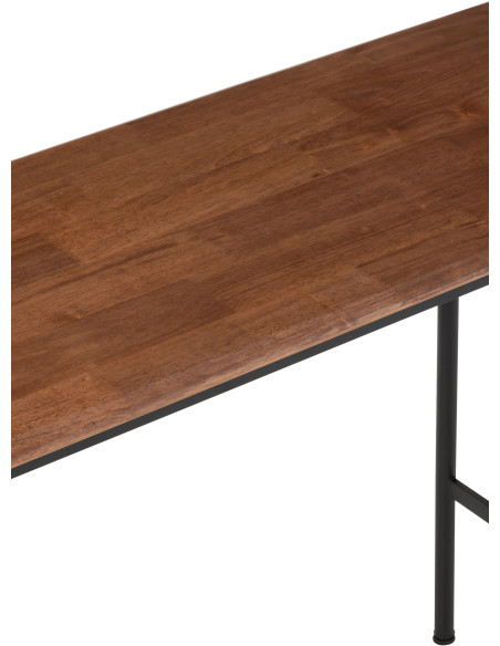 Console moderne Rectangulaire en Bois d'hévéa Naturel Métal Noir Neo - 6