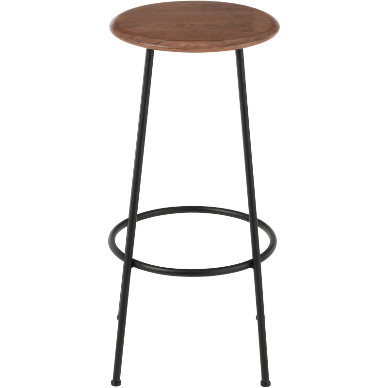 Tabouret de bar moderne Hauteur 76 cm en Bois d'hévéa Naturel Métal Noir Neo - 3