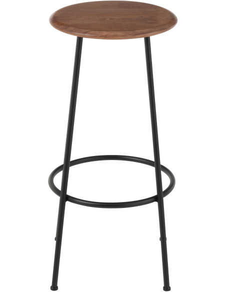 Tabouret de bar moderne Hauteur 76 cm en Bois d'hévéa Naturel Métal Noir Neo - 3