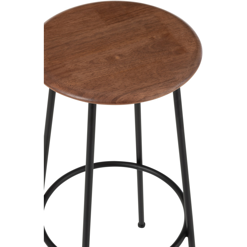 Tabouret de bar moderne Hauteur 76 cm en Bois d'hévéa Naturel Métal Noir Neo - 5