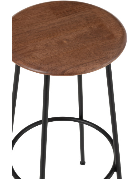 Tabouret de bar moderne Hauteur 76 cm en Bois d'hévéa Naturel Métal Noir Neo - 5