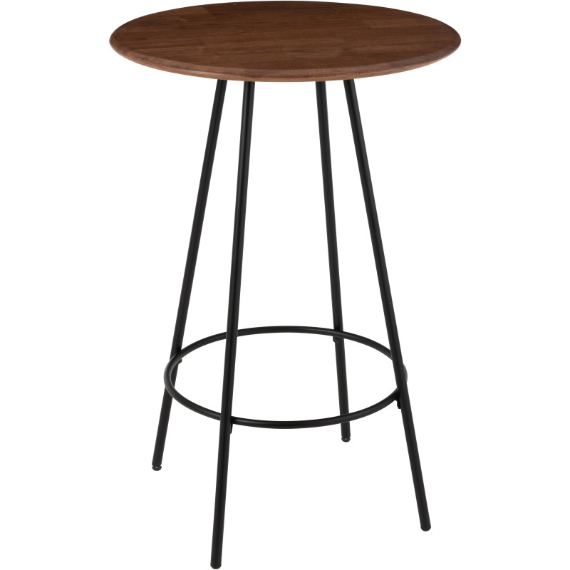Table de bar haute moderne Ronde 2 personnes en Bois d'hévéa Naturel Métal Noir Neo - 1