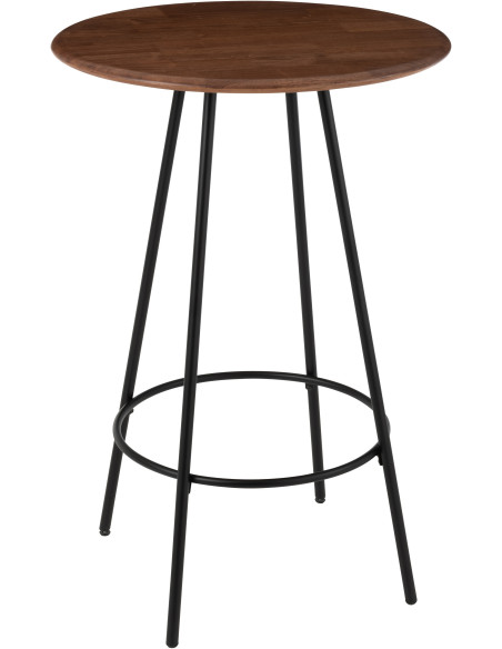 Table de bar haute moderne Ronde 2 personnes en Bois d'hévéa Naturel Métal Noir Neo - 1