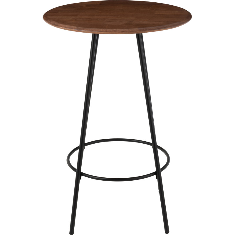 Table de bar haute moderne Ronde 2 personnes en Bois d'hévéa Naturel Métal Noir Neo - 2