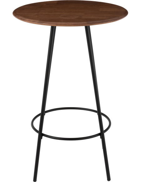 Table de bar haute moderne Ronde 2 personnes en Bois d'hévéa Naturel Métal Noir Neo - 2