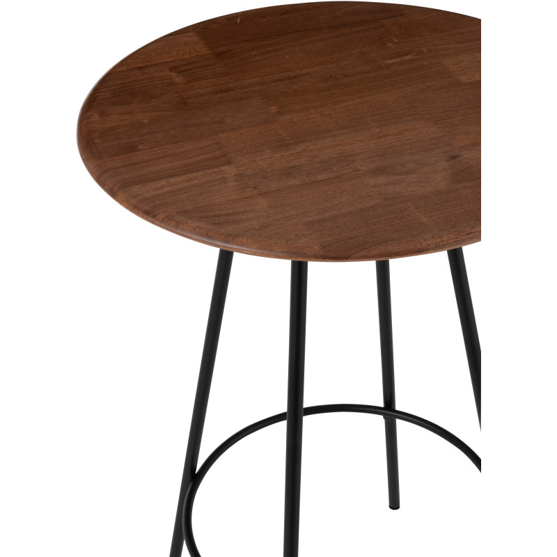 Table de bar haute moderne Ronde 2 personnes en Bois d'hévéa Naturel Métal Noir Neo - 4