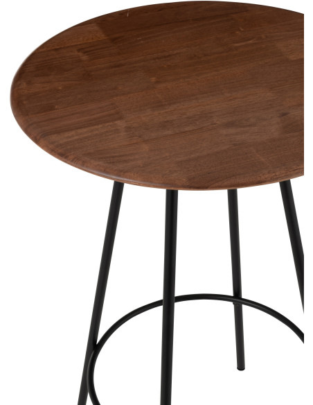 Table de bar haute moderne Ronde 2 personnes en Bois d'hévéa Naturel Métal Noir Neo - 4