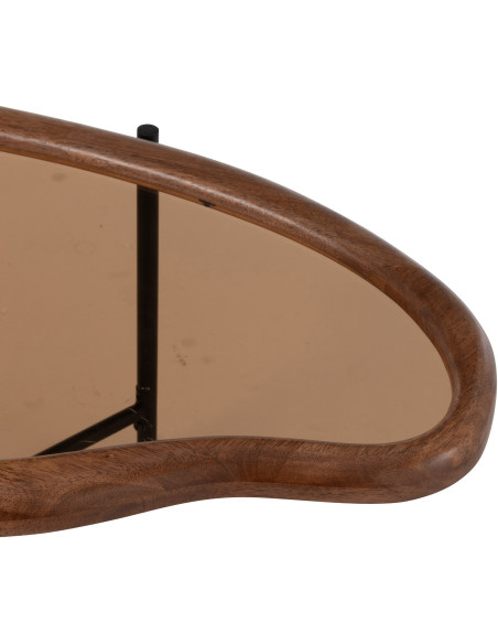 Grande Table basse moderne Organique en Bois Marron Verre Ambré Métal Noir Zir - 6