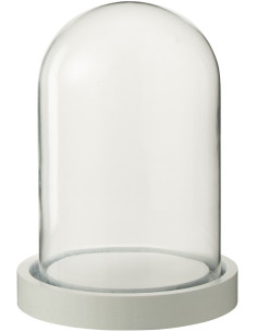 Petite Cloche décorative Hauteur 16 cm en Verre Transparent Bois Blanc Whitty - 1