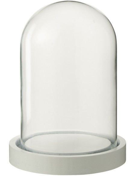 Petite Cloche décorative Hauteur 16 cm en Verre Transparent Bois Blanc Whitty - 1