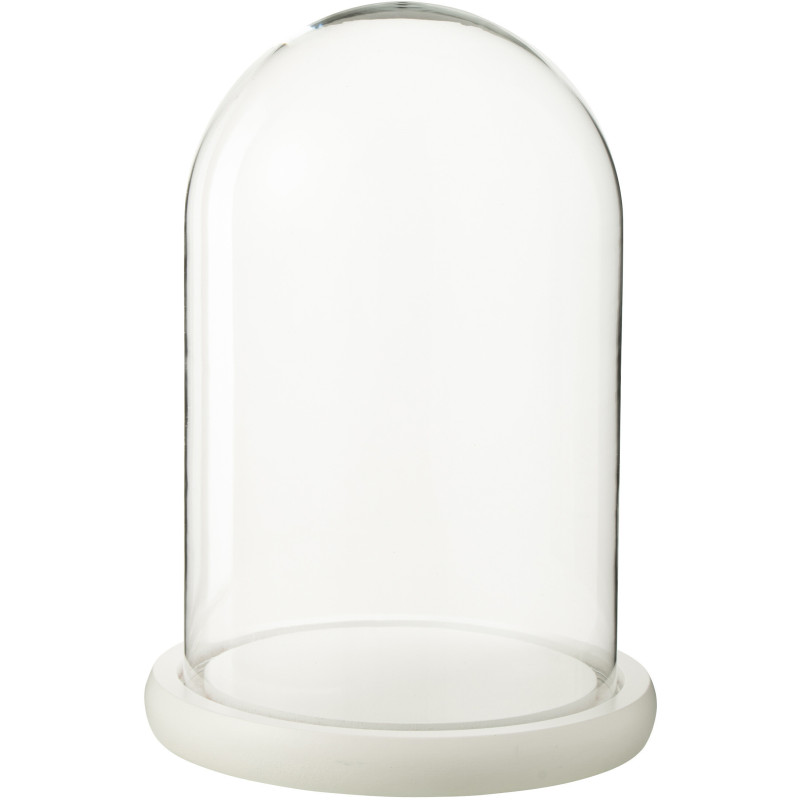 Cloche décorative Hauteur 26 cm en Verre Transparent Bois Blanc Whitty - 1
