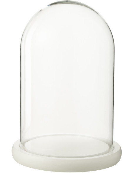 Cloche décorative Hauteur 26 cm en Verre Transparent Bois Blanc Whitty - 1