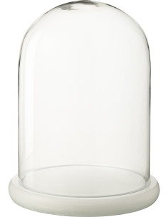 Grande Cloche décorative Hauteur 29 cm en Verre Transparent Bois Blanc Whitty - 1
