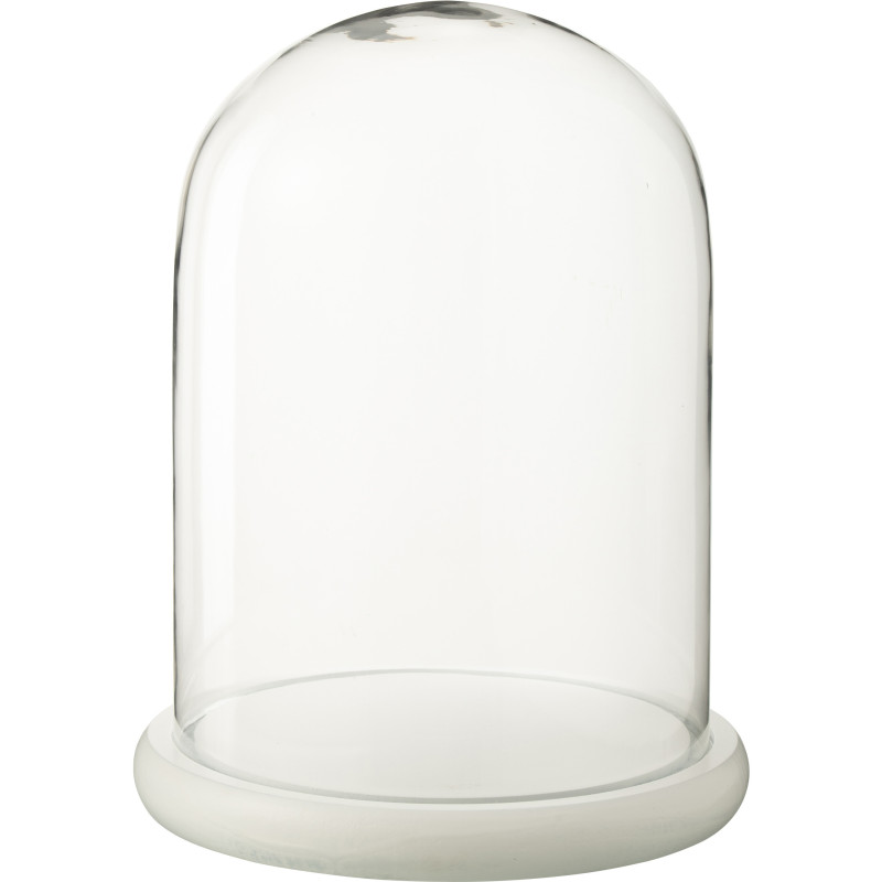 Grande Cloche décorative Hauteur 29 cm en Verre Transparent Bois Blanc Whitty - 1
