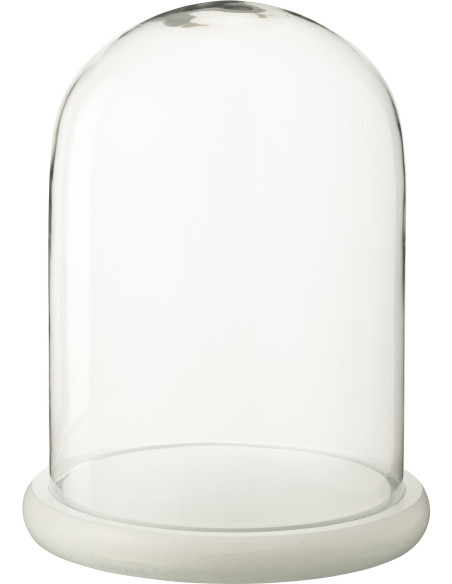 Grande Cloche décorative Hauteur 29 cm en Verre Transparent Bois Blanc Whitty - 1