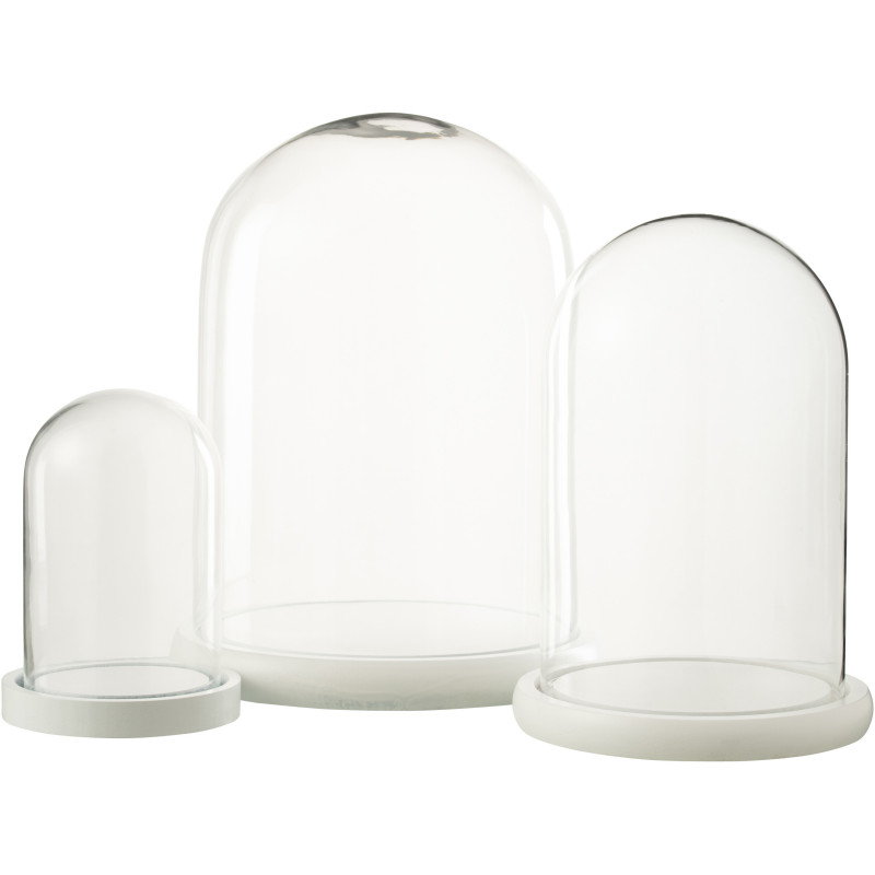 Grande Cloche décorative Hauteur 29 cm en Verre Transparent Bois Blanc Whitty - 3