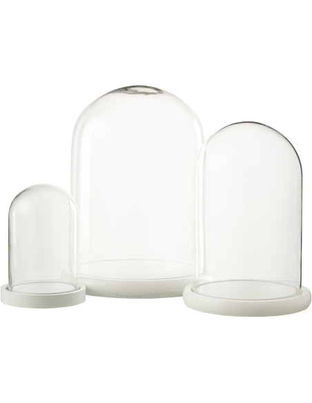 Grande Cloche décorative Hauteur 29 cm en Verre Transparent Bois Blanc Whitty - 3